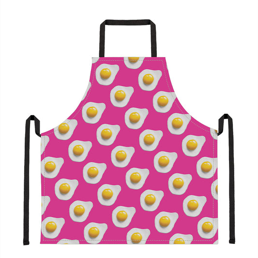 Pink Fried Eggs Pattern Print Apron