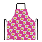 Pink Fried Eggs Pattern Print Apron
