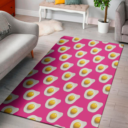 Pink Fried Eggs Pattern Print Area Rug