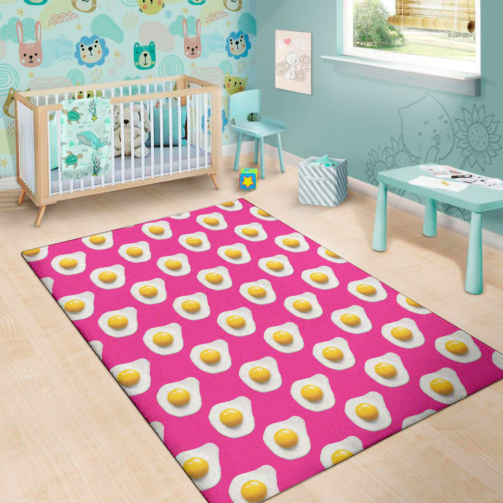 Pink Fried Eggs Pattern Print Area Rug