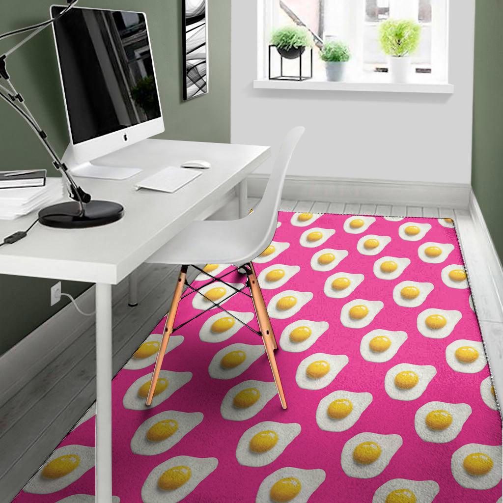 Pink Fried Eggs Pattern Print Area Rug
