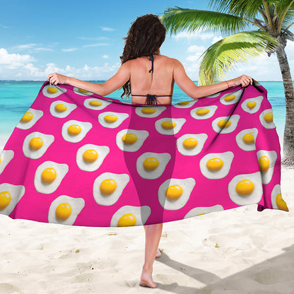 Pink Fried Eggs Pattern Print Beach Sarong Wrap