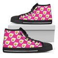 Pink Fried Eggs Pattern Print Black High Top Sneakers