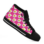 Pink Fried Eggs Pattern Print Black High Top Shoes