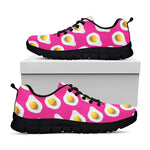 Pink Fried Eggs Pattern Print Black Sneakers