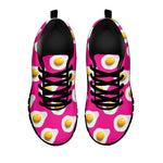 Pink Fried Eggs Pattern Print Black Sneakers