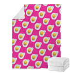 Pink Fried Eggs Pattern Print Blanket