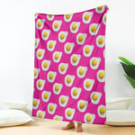 Pink Fried Eggs Pattern Print Blanket
