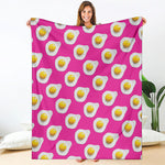 Pink Fried Eggs Pattern Print Blanket