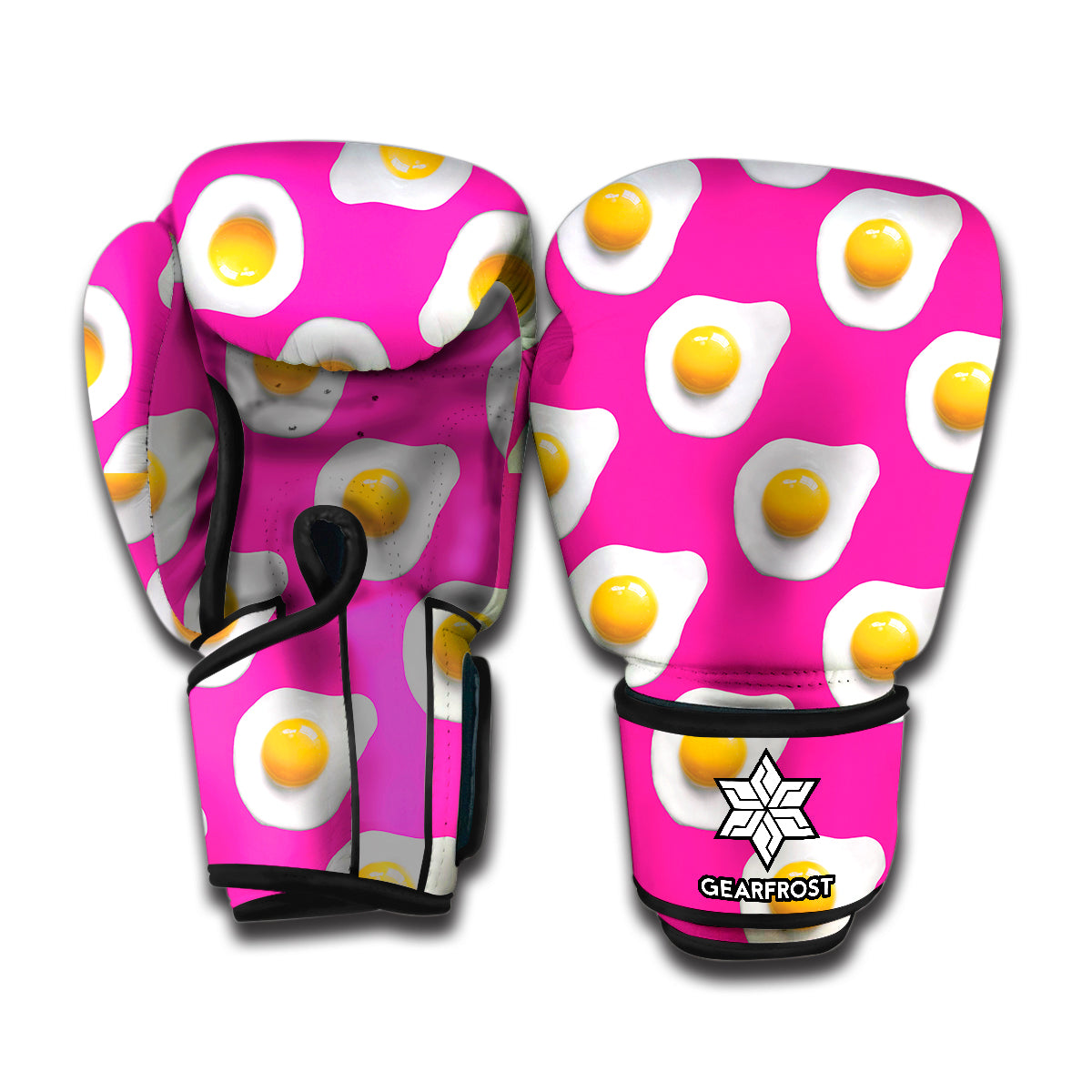 Pink Fried Eggs Pattern Print Boxing Gloves
