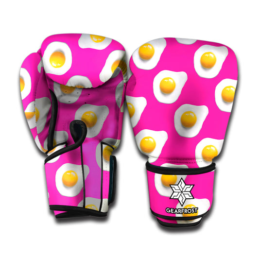 Pink Fried Eggs Pattern Print Boxing Gloves