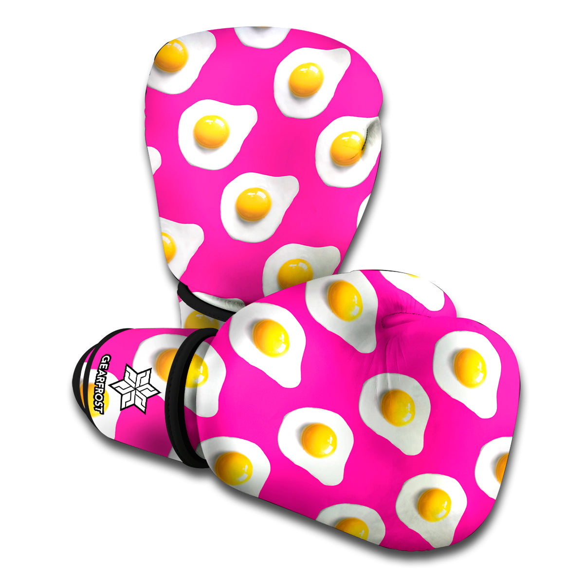 Pink Fried Eggs Pattern Print Boxing Gloves