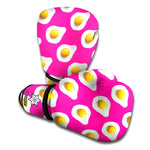 Pink Fried Eggs Pattern Print Boxing Gloves