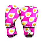 Pink Fried Eggs Pattern Print Boxing Gloves