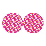 Pink Fried Eggs Pattern Print Car Coasters