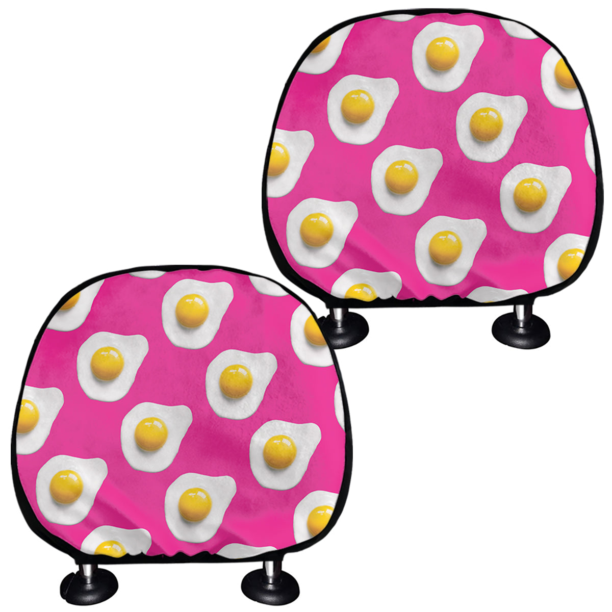 Pink Fried Eggs Pattern Print Car Headrest Covers