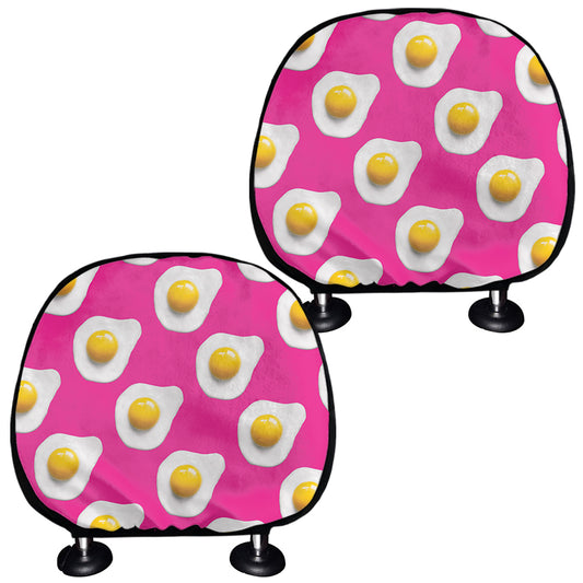Pink Fried Eggs Pattern Print Car Headrest Covers