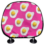 Pink Fried Eggs Pattern Print Car Headrest Covers