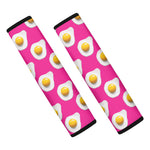 Pink Fried Eggs Pattern Print Car Seat Belt Covers