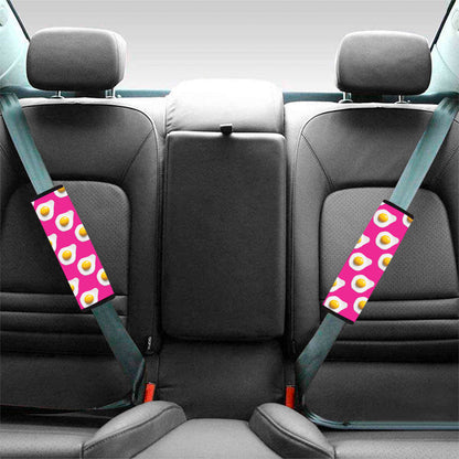 Pink Fried Eggs Pattern Print Car Seat Belt Covers