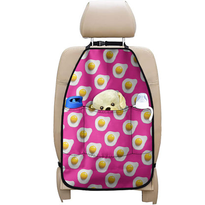 Pink Fried Eggs Pattern Print Car Seat Organizers