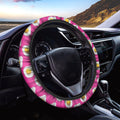 Pink Fried Eggs Pattern Print Car Steering Wheel Cover