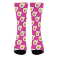 Pink Fried Eggs Pattern Print Crew Socks