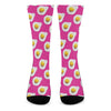 Pink Fried Eggs Pattern Print Crew Socks