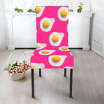 Pink Fried Eggs Pattern Print Dining Chair Slipcover