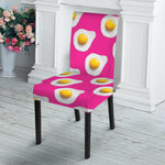 Pink Fried Eggs Pattern Print Dining Chair Slipcover