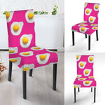 Pink Fried Eggs Pattern Print Dining Chair Slipcover