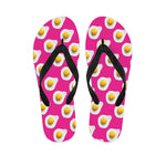 Pink Fried Eggs Pattern Print Flip Flops