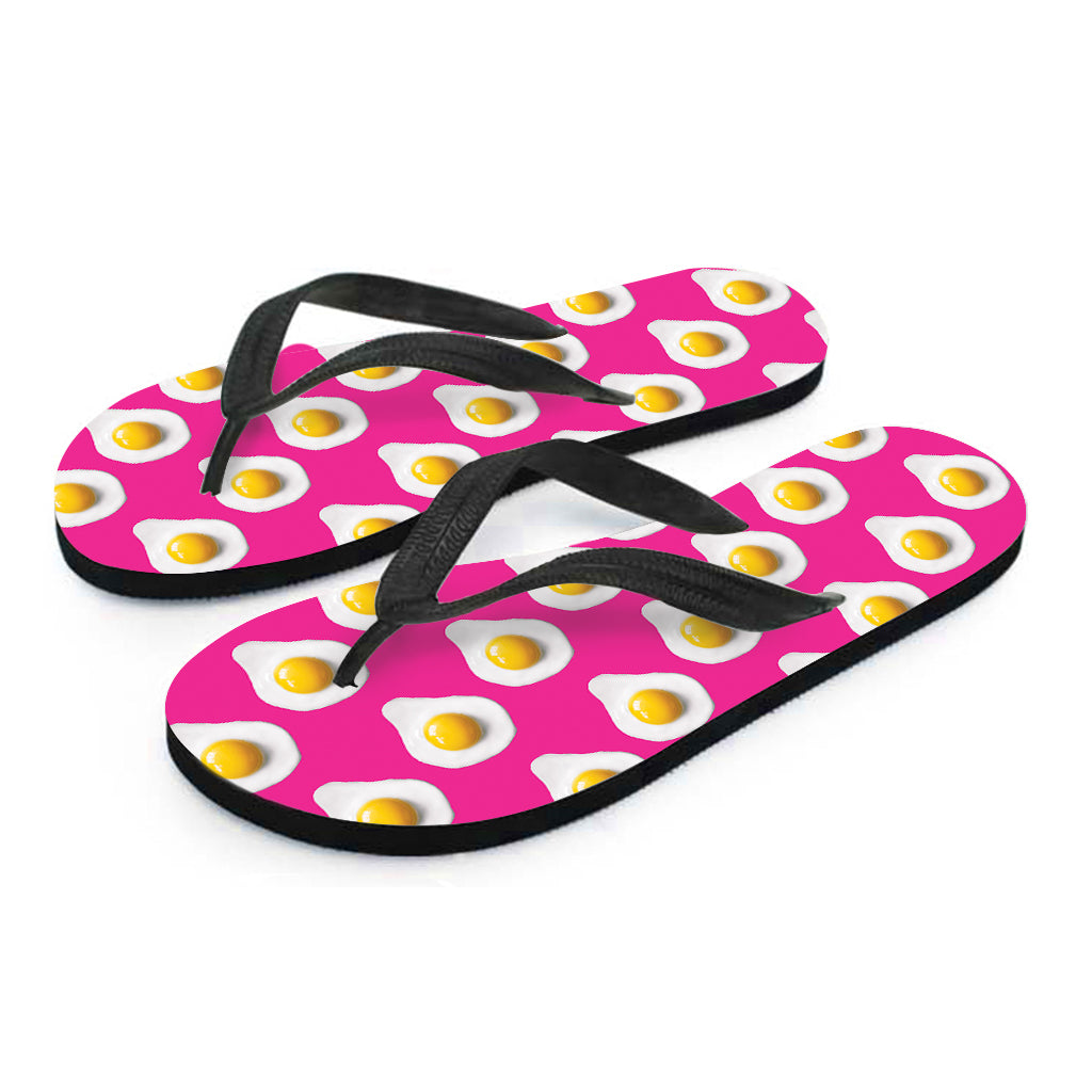 Pink Fried Eggs Pattern Print Flip Flops
