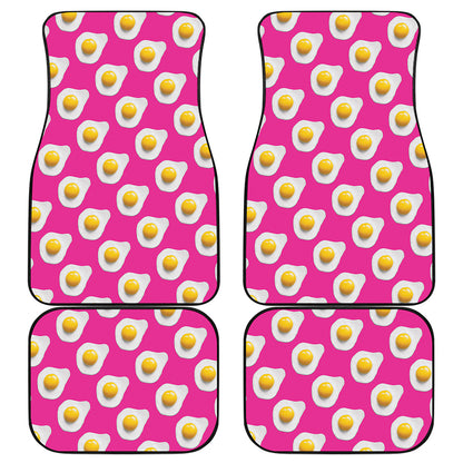 Pink Fried Eggs Pattern Print Front and Back Car Floor Mats