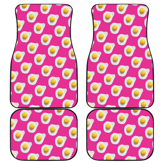 Pink Fried Eggs Pattern Print Front and Back Car Floor Mats