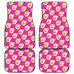 Pink Fried Eggs Pattern Print Front and Back Car Floor Mats