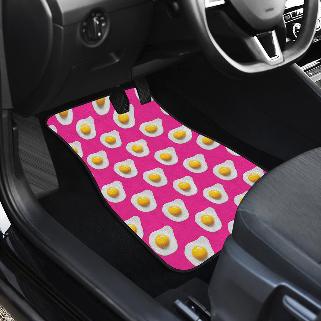 Pink Fried Eggs Pattern Print Front and Back Car Floor Mats