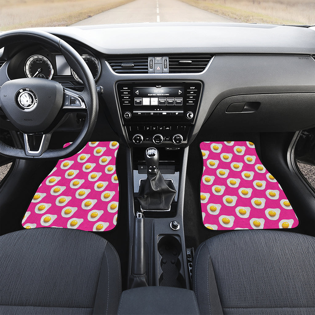 Pink Fried Eggs Pattern Print Front Car Floor Mats