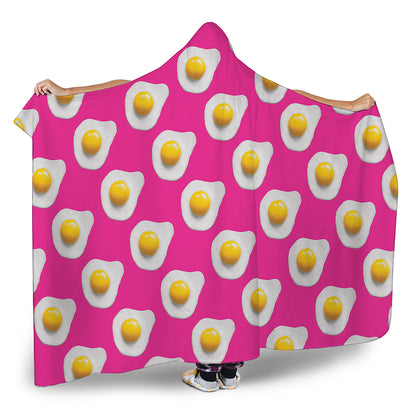 Pink Fried Eggs Pattern Print Hooded Blanket