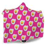 Pink Fried Eggs Pattern Print Hooded Blanket
