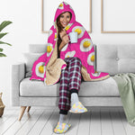 Pink Fried Eggs Pattern Print Hooded Blanket