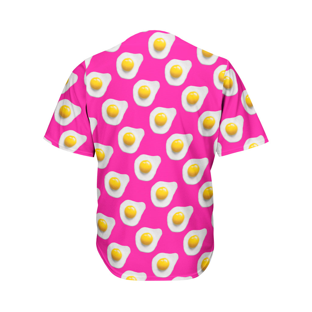 Pink Fried Eggs Pattern Print Men's Baseball Jersey