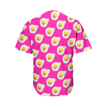 Pink Fried Eggs Pattern Print Men's Baseball Jersey