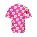 Pink Fried Eggs Pattern Print Men's Baseball Jersey