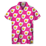 Pink Fried Eggs Pattern Print Men's Short Sleeve Shirt
