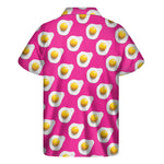 Pink Fried Eggs Pattern Print Men's Short Sleeve Shirt