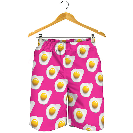 Pink Fried Eggs Pattern Print Men's Shorts