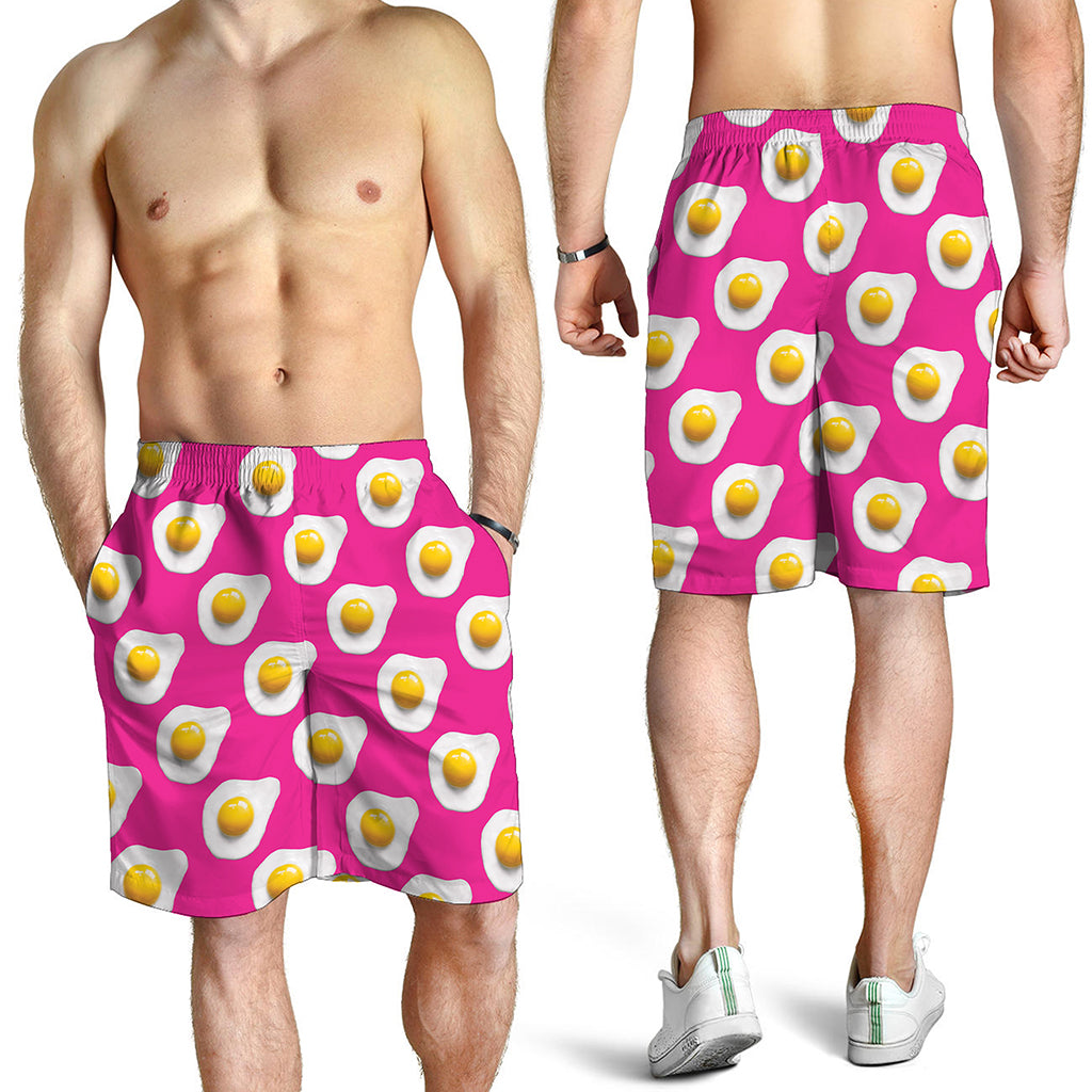 Pink Fried Eggs Pattern Print Men's Shorts