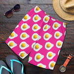 Pink Fried Eggs Pattern Print Men's Shorts