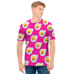 Pink Fried Eggs Pattern Print Men's T-Shirt